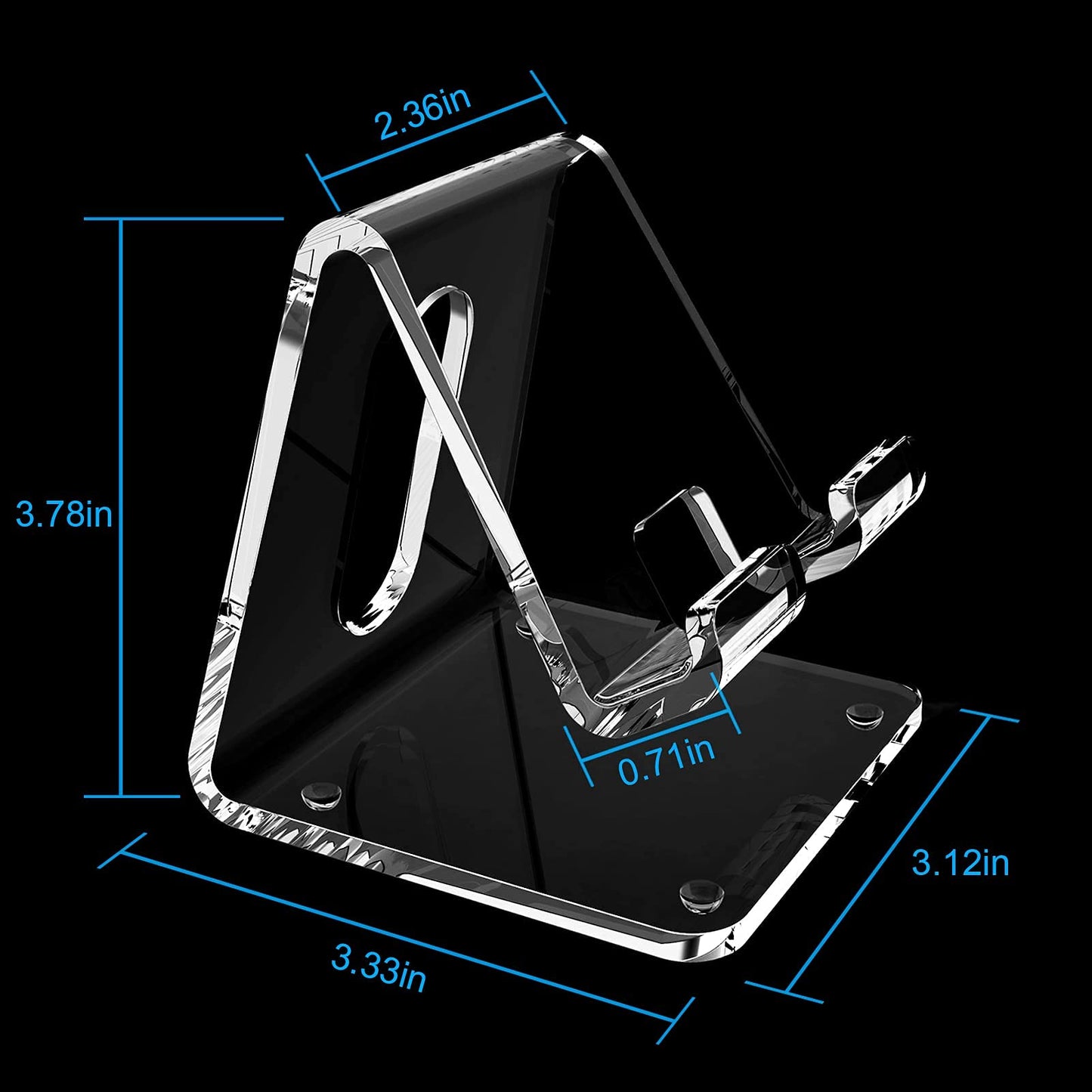 Crpich Acrylic Cell Phone Stand, Portable Clear Phone Stand for Desk, Compatible with Phone16 15 14 13 Pro Max Mini 12 11 Plus SE, Switch, Android Smartphone, Pad, Tablet, Desk Accessories