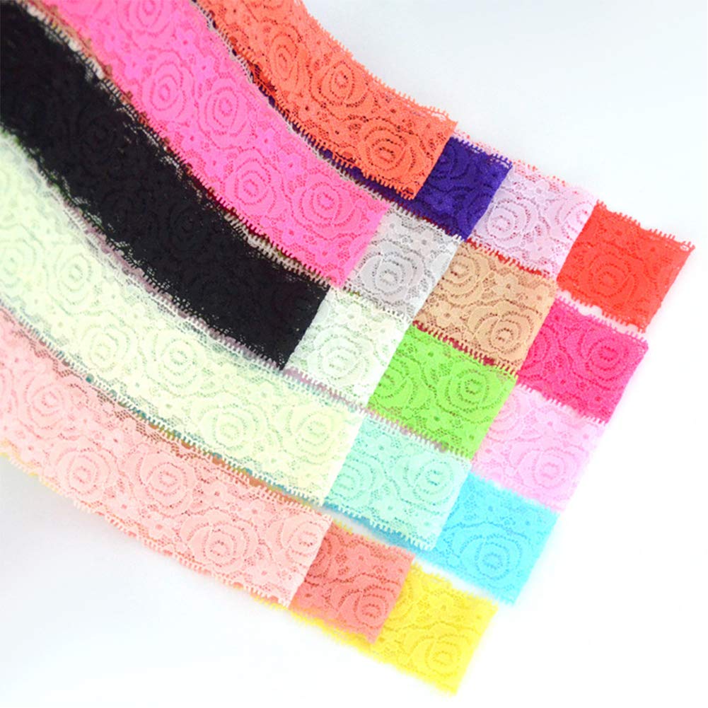 levylisa 19 Yards 1.57 inches Lace Fabric Stretch Elastic Wide Trim Lace Ribbon for Crafts Rustic Wedding Decorations Hair Bow Making and Gift Wrapping