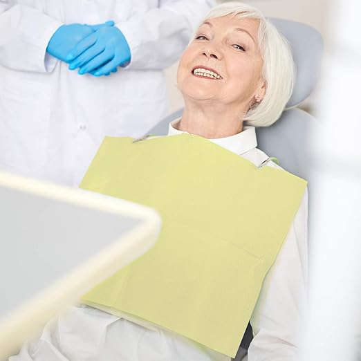 JMU Dental Bibs 125pack, Disposable Tattoo Bibs 3-Ply, Waterproof Tray Covers, 13" x 18", Yellow