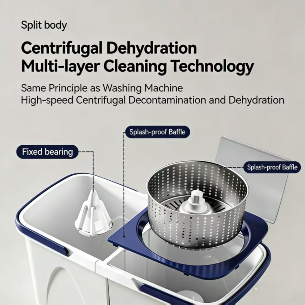 Spin Mop Bucket with Wringer, Mop with Bucket Set Includes 3 Replacement Pads, Durable Mop Bucket for Home Floor Cleaning
