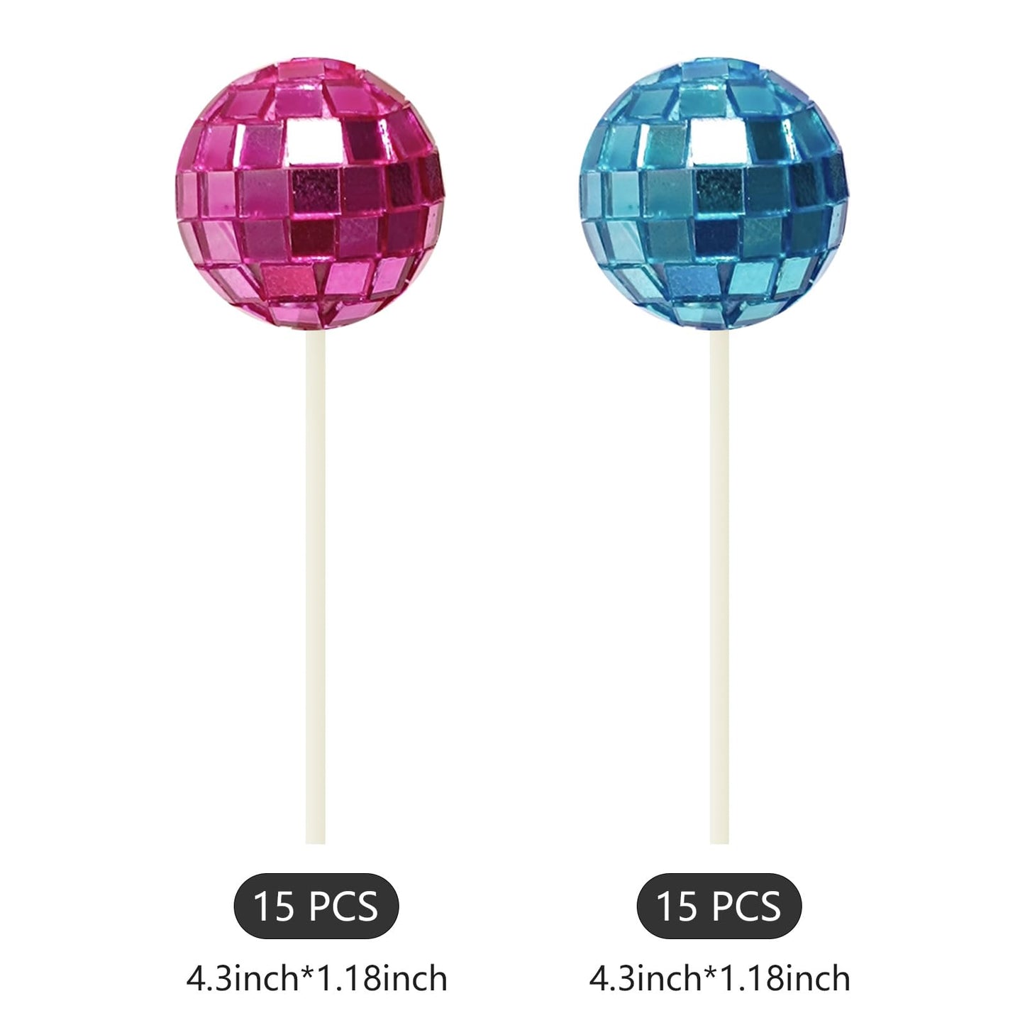 iXizcift 30 Pcs Cake Topper Balls - Blue & Pink Plastic Cake Decorations | Suitable for Birthdays, Weddings, Baby Showers, Cupcakes & Dessert Decor