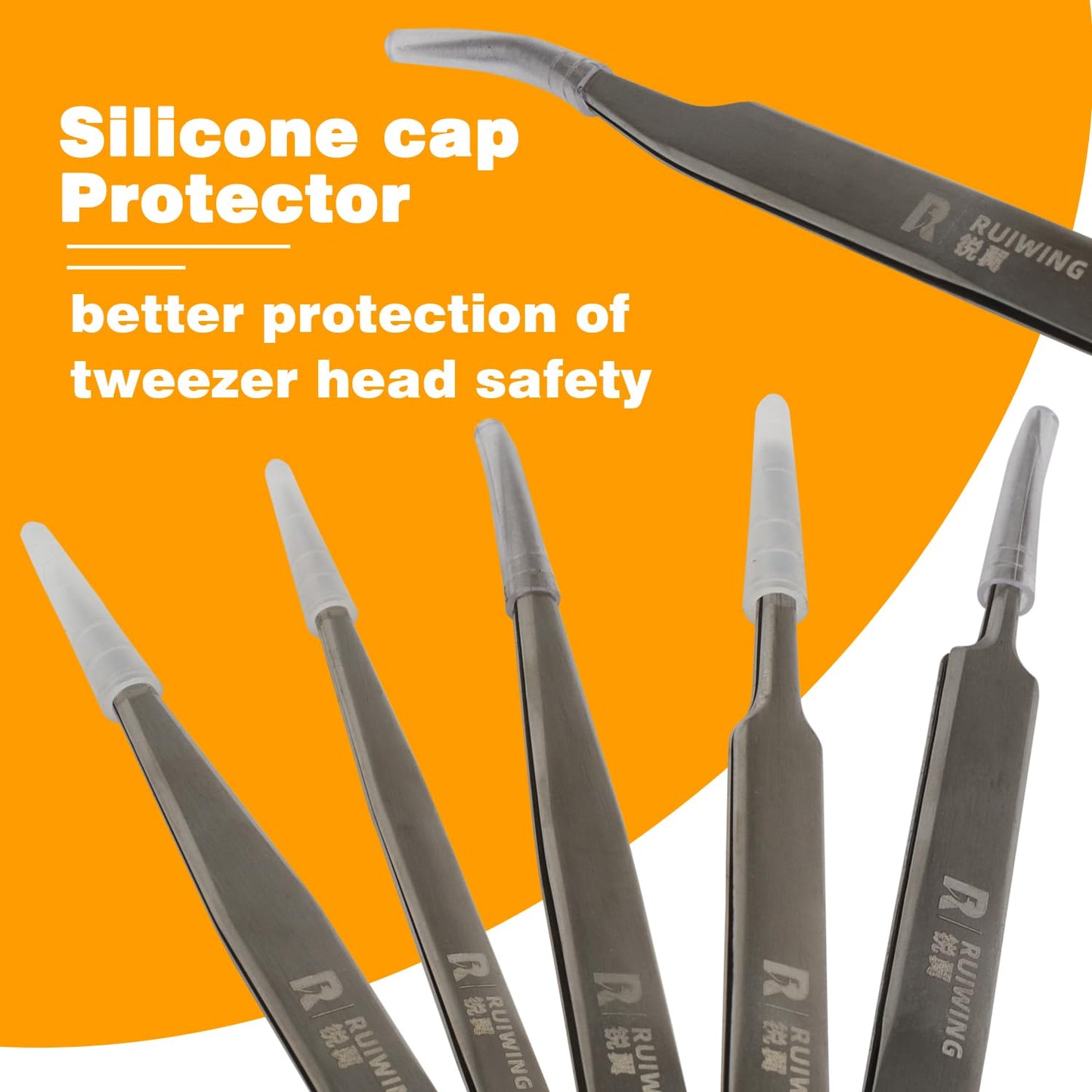 6 Pcs Precision Stainless Steel Tweezers Set, Thick RL Tweezers, Straight Curved Tips, for Electronics, Jewelry, Crafts, Laboratory Work, Precision Tools