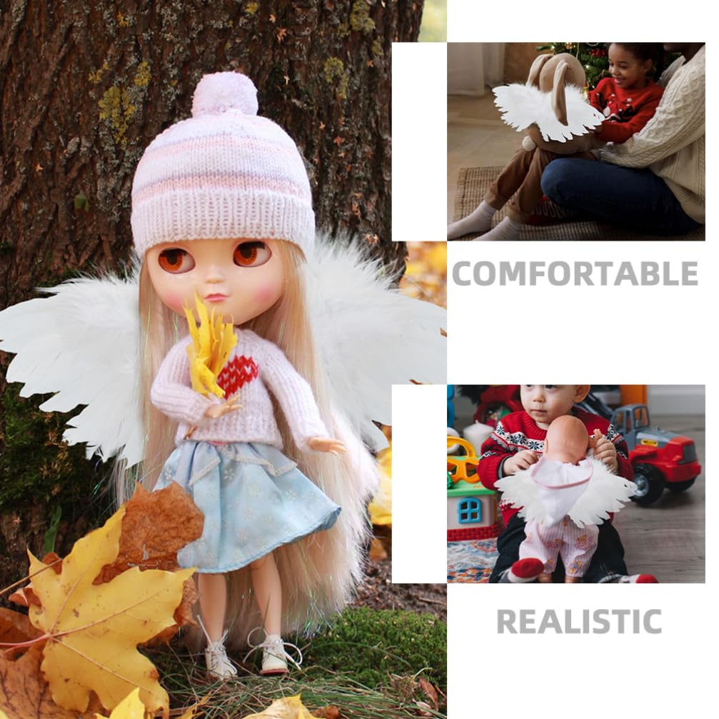 TOYANDONA 2pcs Small Angel Wings Feathers Costume Mini Wings Doll Decor for DIY Crafts Halloween Christmas Tree Ornaments Dollhouse Decor