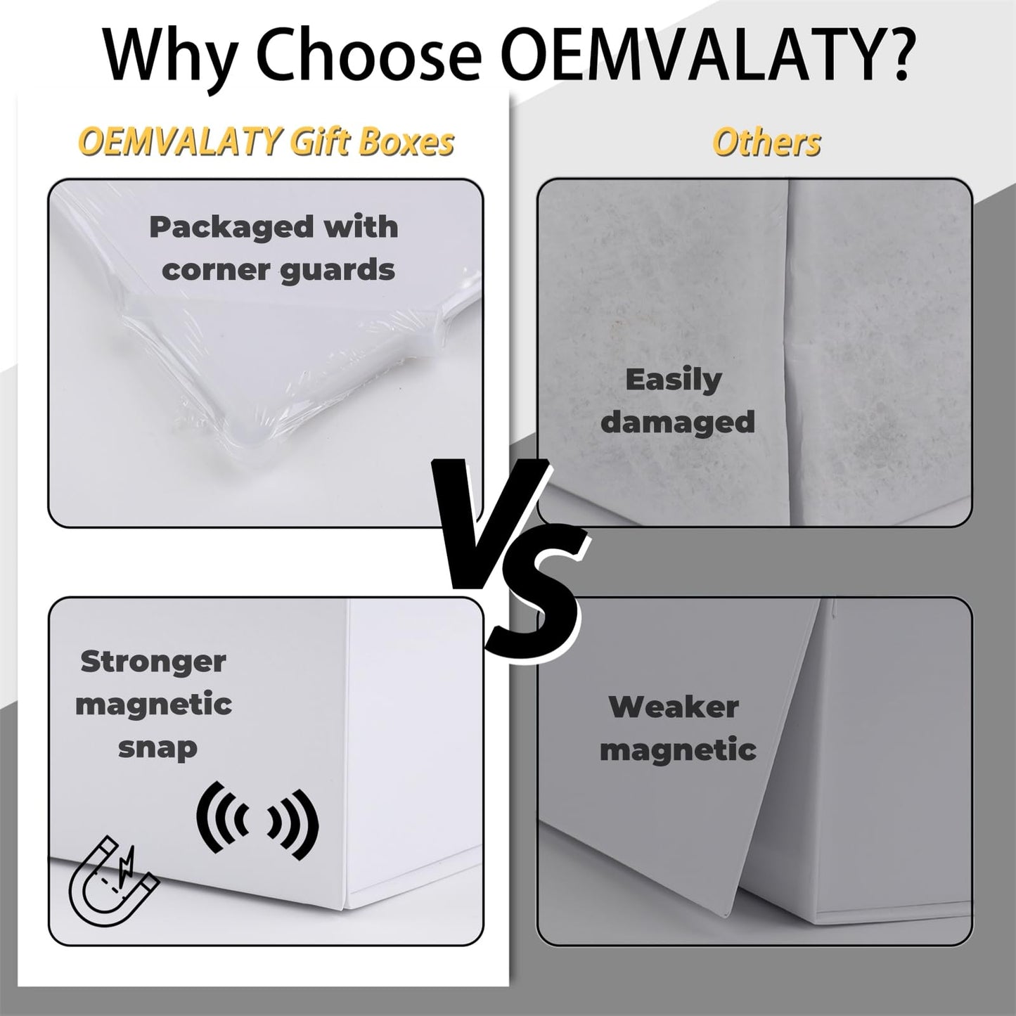 OEMVALATY White Gift Box,16x16x6 Inches Gift Boxes with Lids for Presents with Magnetic Closure and Ribbon for Wedding,Storage,Birthday