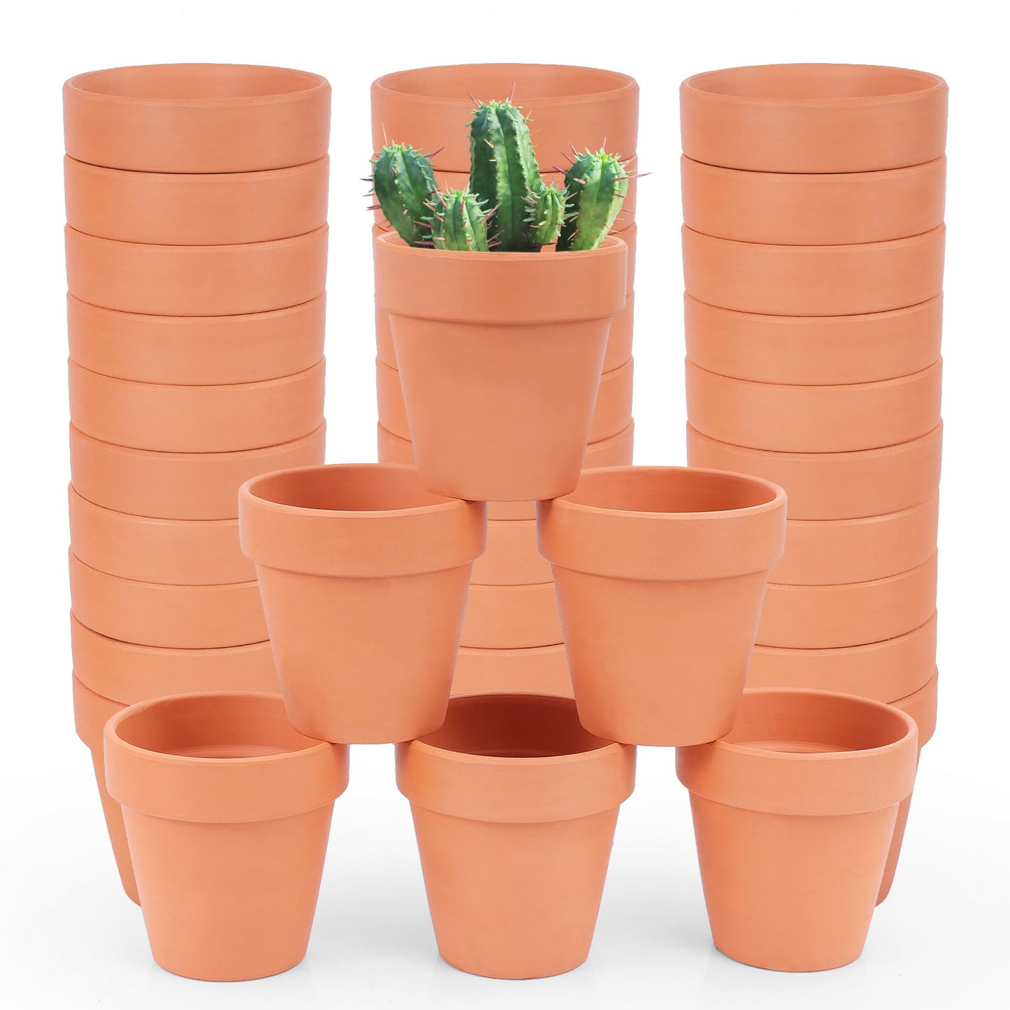CUZZME 26 Pack Terra Cotta, 3inch Small Clay Flowerpots with Drainage Hole, Terracotta Pot for Indoor Outdoor Plant, Great for Plants, DIY Crafts