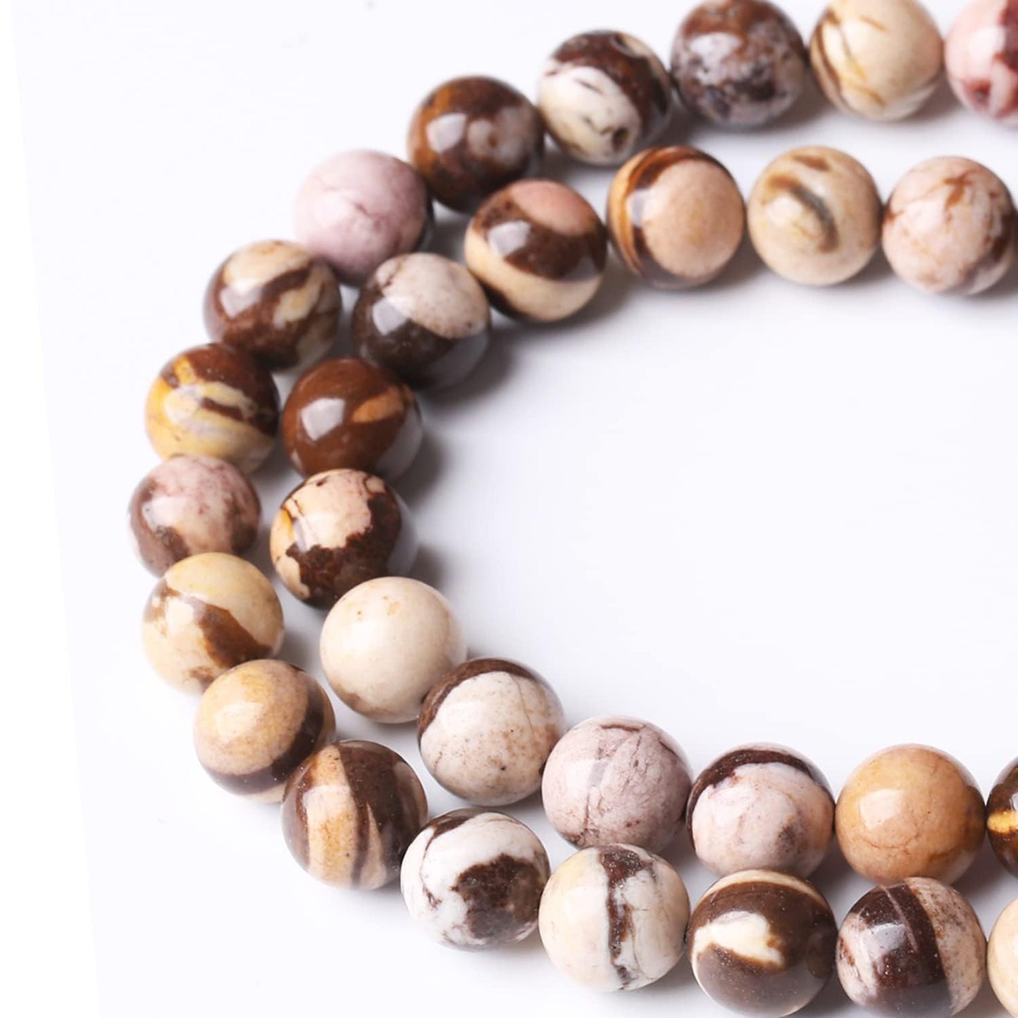 90PCS 4MM Brown Zebra Natural Gemstone Round Stone Beads for Jewelry Making DIY Energy Stone Healing Power Bracelet 15"