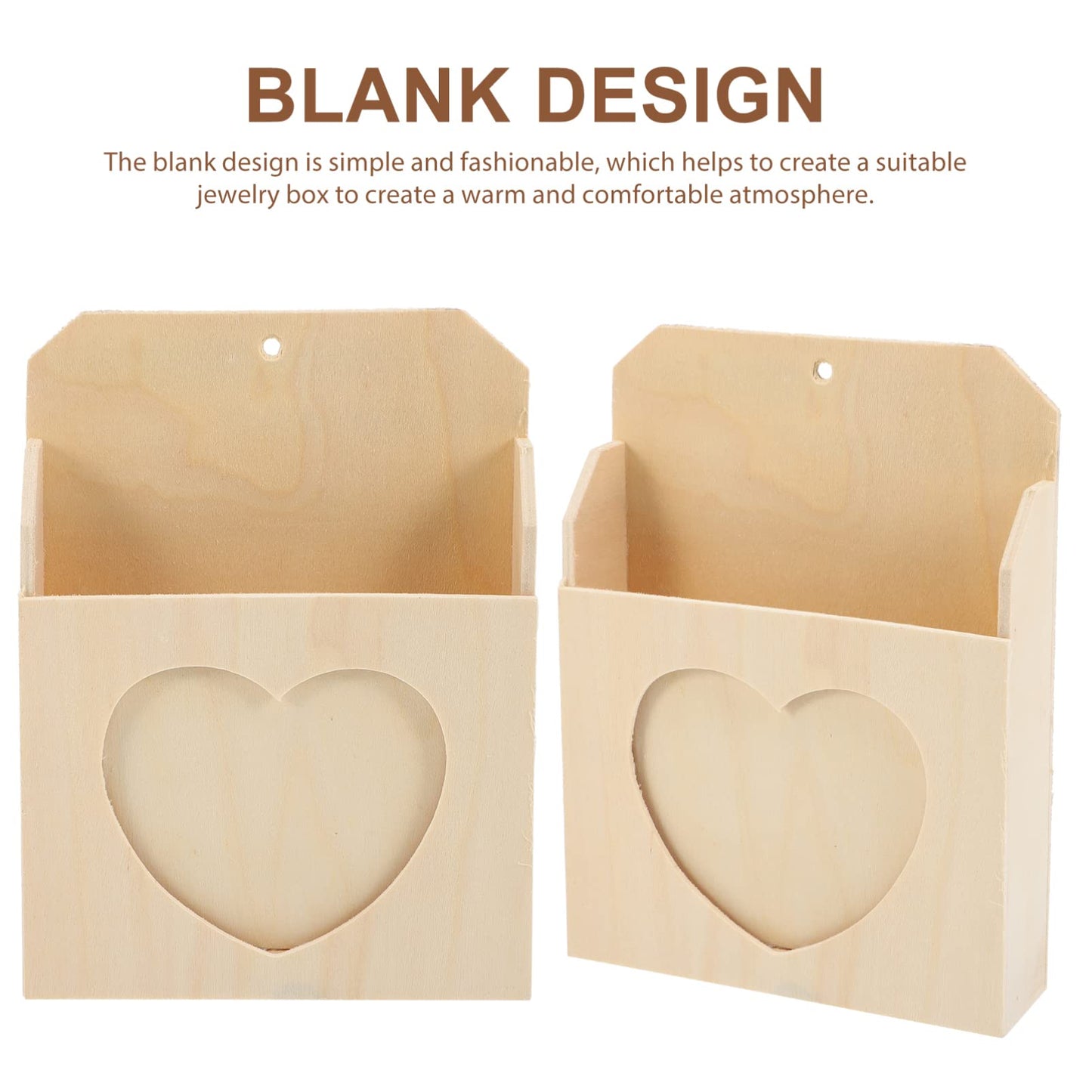SEWACC Love Envelope Box 2Pcs Unfinished Wood Craft Kit for Kids Diy Painting and Decoration - Beige Photo and Mail Organizer
