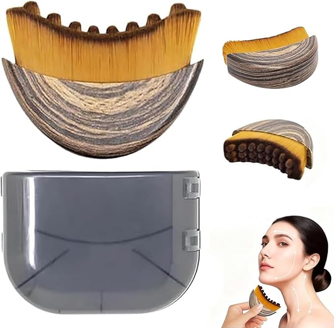 Lymphatic Contour Face Brush - Facial Sculpting & Anti-Puffiness Tool | Ultra Soft Dry Brush for Jawline Massage & Lymphatic Drainage | Ergonomic Design (1PC)