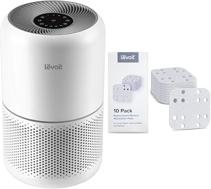 LEVOIT Air Purifier for Home Allergies Pets Hair in Bedroom, Covers Up to 1095 ft² & Humidifier Replacement Filters 10-Pack, Mineral Absorption Pad, Compatible with LV600S