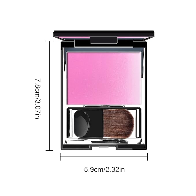 KYDA Pink Shimmer Blush, Gradient Cool Purplish Pink Color, Micro-fine Pearl Powder Blush, Soft Buildable Cheek Color, Lightweight Smooth, Multiuse Blusher Makeup Compact