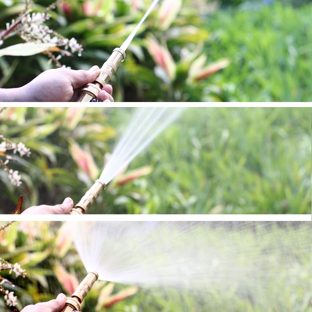 YELUN Brass Hose Nozzles, Heavy Duty Adjustable Twist Hose Nozzle & Jet Sweeper Nozzle 2 Pack