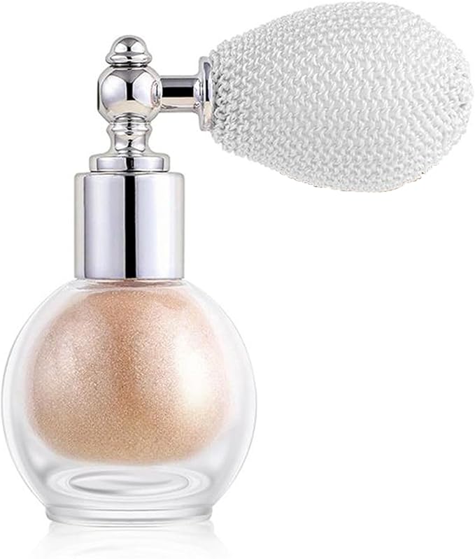 Champagne Highlighter Spray for Face and Body, Rich Color Loose Shimmer Powder Long Lasting Sparkly Spray High Gloss Makeup for Women Rave Festival Prom Stage Wedding Party, #2