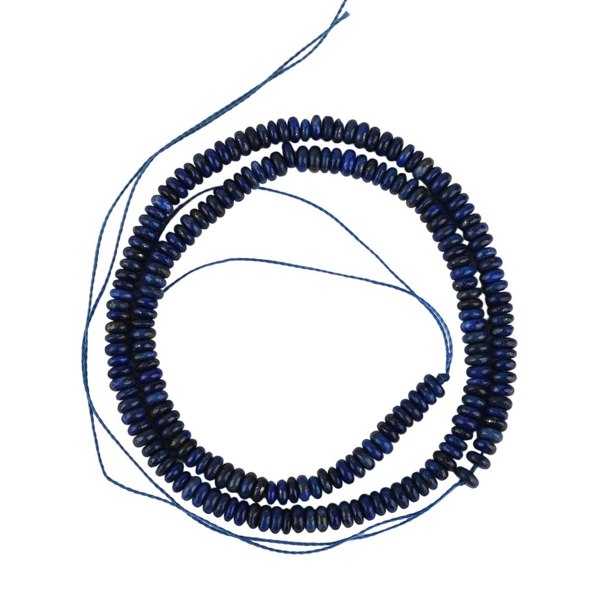 200pcs 4x2mm Lapis Lazuli Natural Stone Disk Rondelle Spacer Semi Precious Gemstone Loose Beads for Jewelry Making 15 Inch