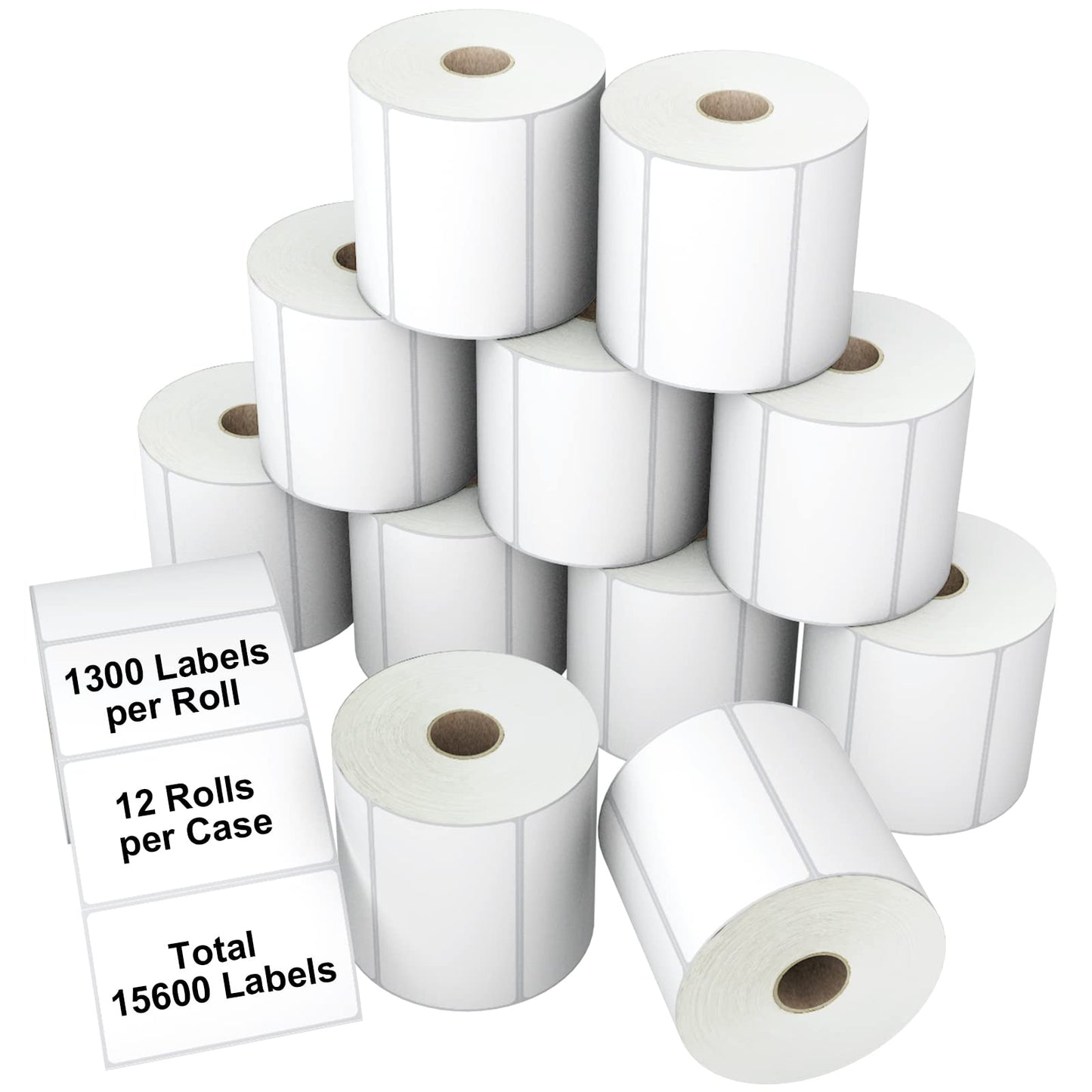 Labelchoice 3-Proof 2"x1" Direct Thermal Barcode Labels Rolls for Zebra LP2824 ZD411 ZD410 ZD421 ZD420 GK420D, 12 Rolls 15600 Pcs Waterproof Return Address Label Used with Rollo MUNBYN Desktop Printer