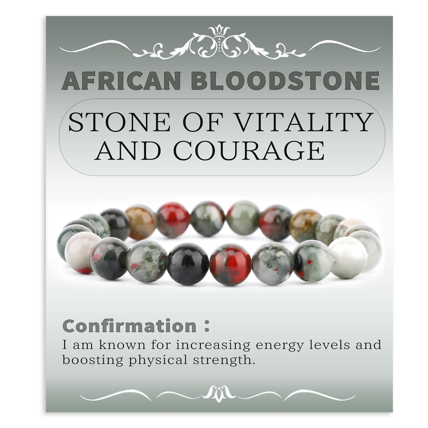 Bymitel 8mm African Bloodstone - Handmade Reiki Gemstone Stretch Bracelet, Natural Beauty & Spiritual Essence, Crystal Healing for Unisex Adults