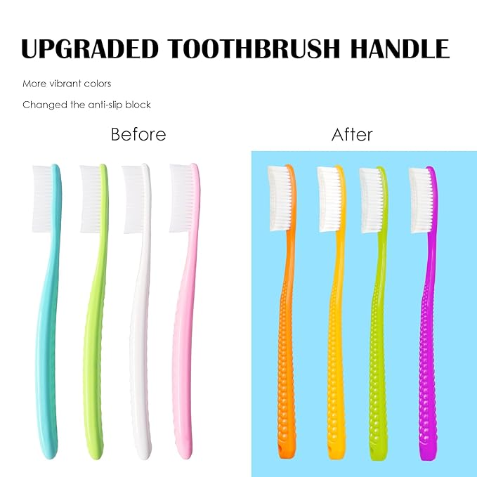 EasyHonor Huge Head Toothbrush with Hard & Firm bristles BPA Free for Proper Dental Care 4 Pack with White Hard Bristles.