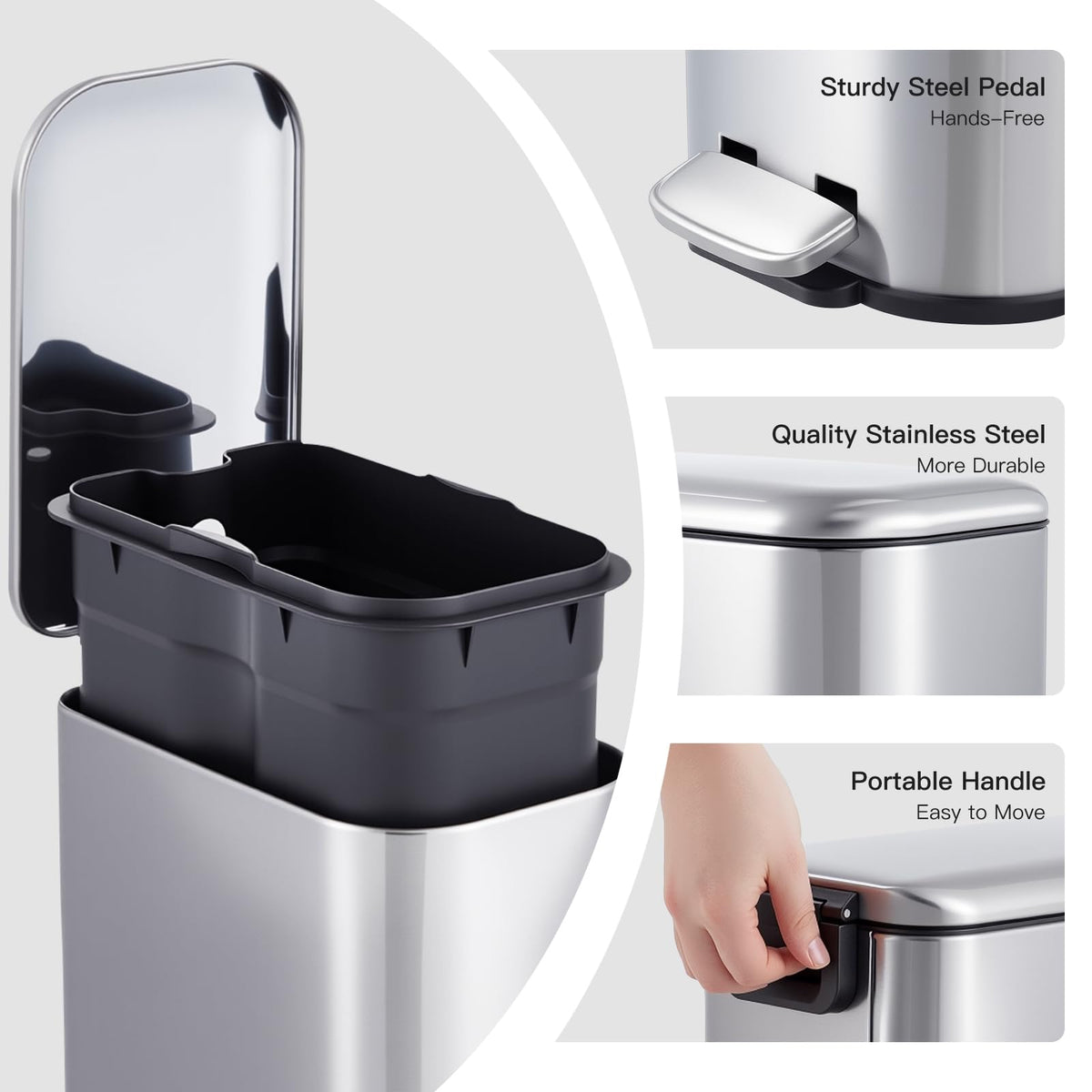 1.3 Gallon Bathroom Trash Can