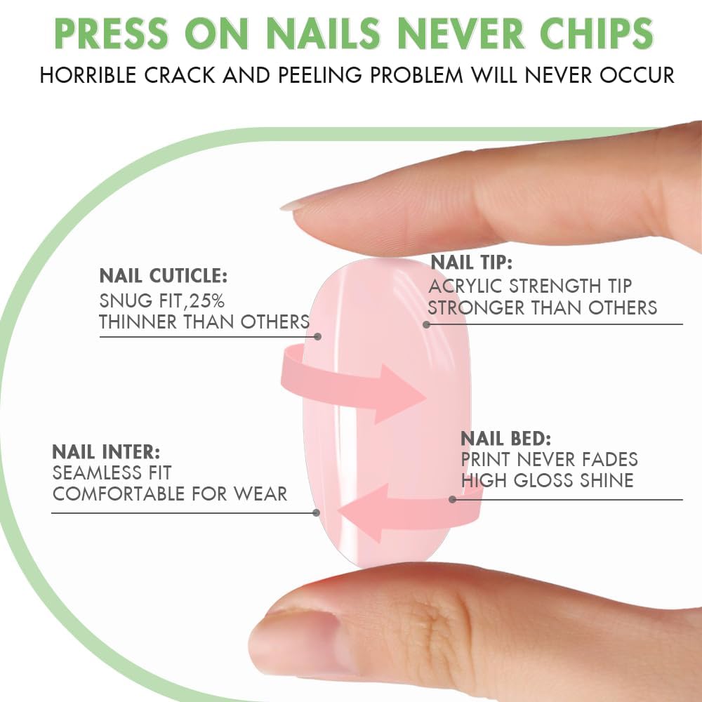 Light Blue Press on Nails Short Medium Square Glue on Nails Set,KQueenest Solid Color Fake Nails Short Coffin Acrylic Nails Press on Gel Nails for Women Natural Reusable False Press-on in 24 Pcs