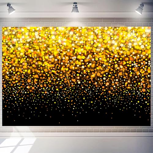 Gold Background 10 x 8 ft Black and Golden Glitter Spots Backdrop Sparkle Bokeh Kids Adults Graduation Photo Booth Birthday Party Decoration Banner Polyester Fabric - color: GOLD-3, size: 10x8 FT