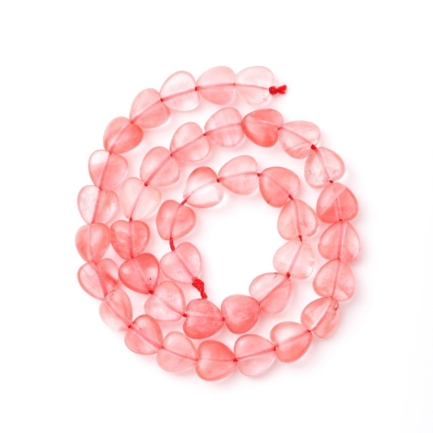 Natural Heart Shaped Watermelon Red Stone Beads 10mm Loose Crystal Healing Beads for DIY Necklace Bracelet Making Gemstone Craft Supplies