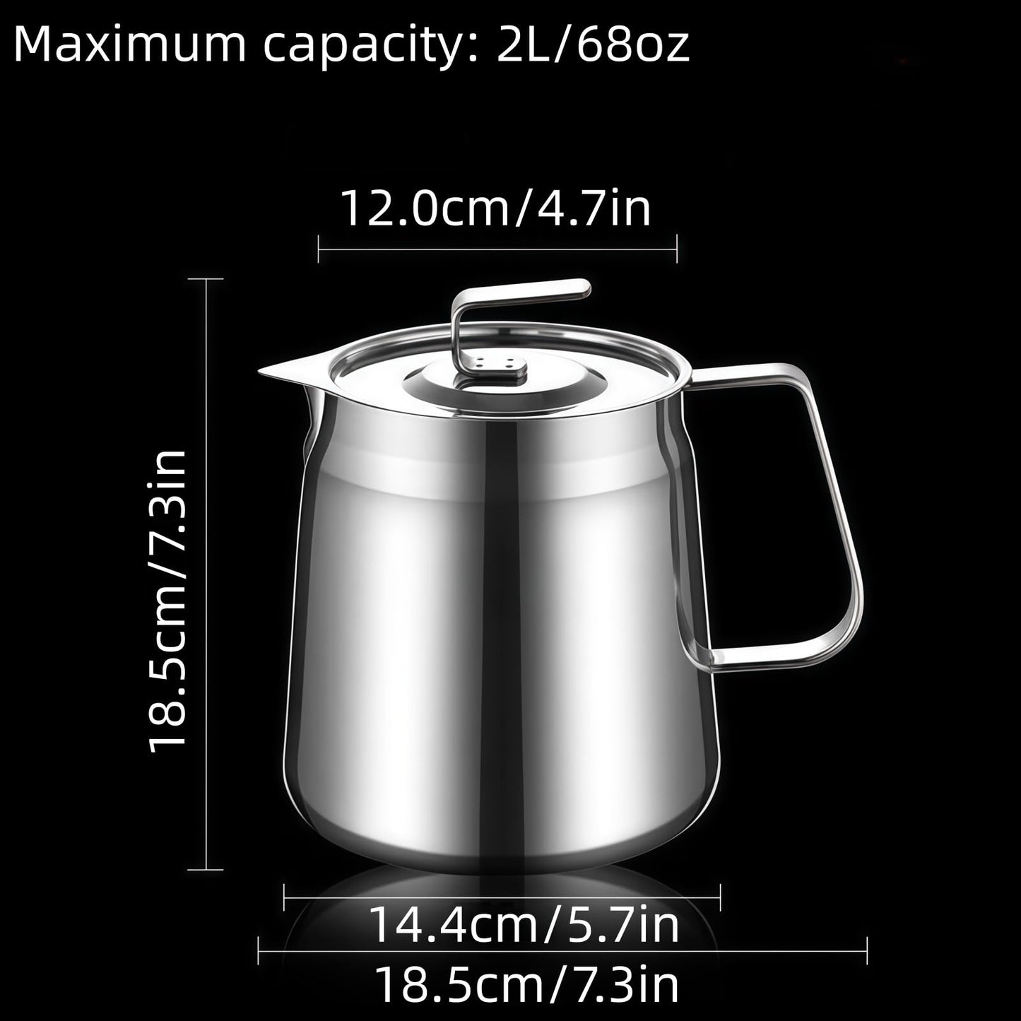 Ceiteo Stainless Steel Bacon Grease Container With Strainer, 2L/68oz Oil Container With Dust-proof Lid For Kitchen Storing Frying Cooking Grease