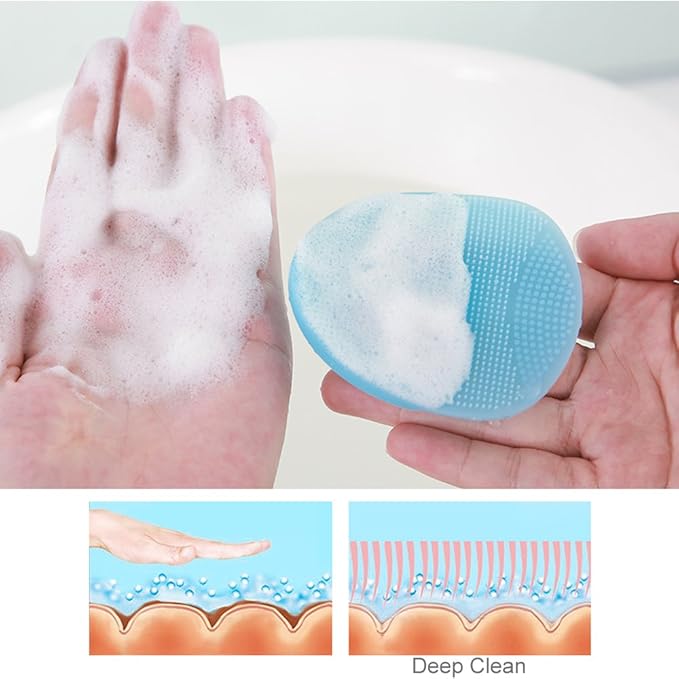 INNERNEED Soft Silicone Facial Cleansing Brush Manual Face Scrubber Exfoliating Massage Scrub Acne Blackheads Remove Handheld Pads for Sensitive, Delicate, Dry Skin (Pack of 2)