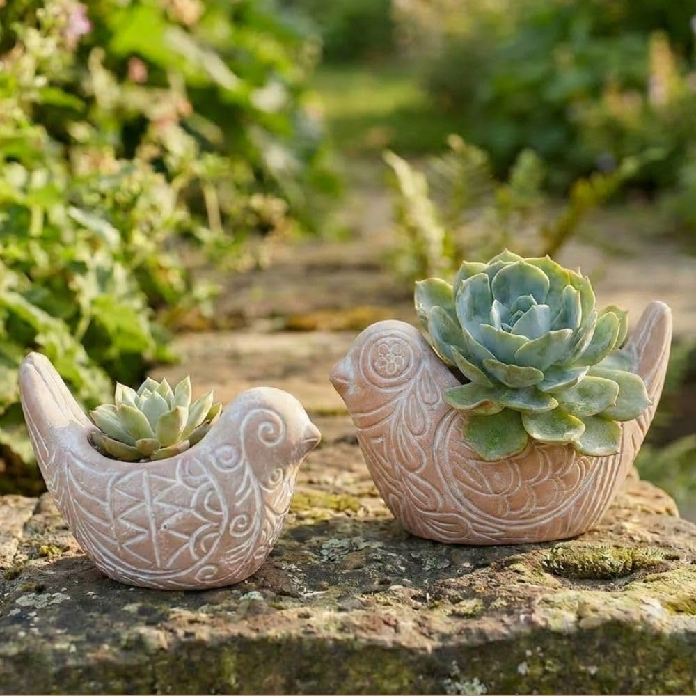 Potthing Terracotta Bird Shape Pots (Set)