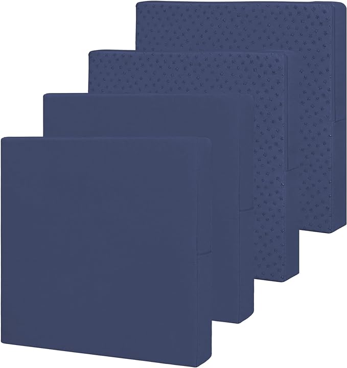Easy-Going Waterproof Patio Cushion Covers ONLY Cover 20x18x4 inch 4 Pack Replacement Non-Slip Outdoor Seat Cushion Slipcover with Zipper. Navy