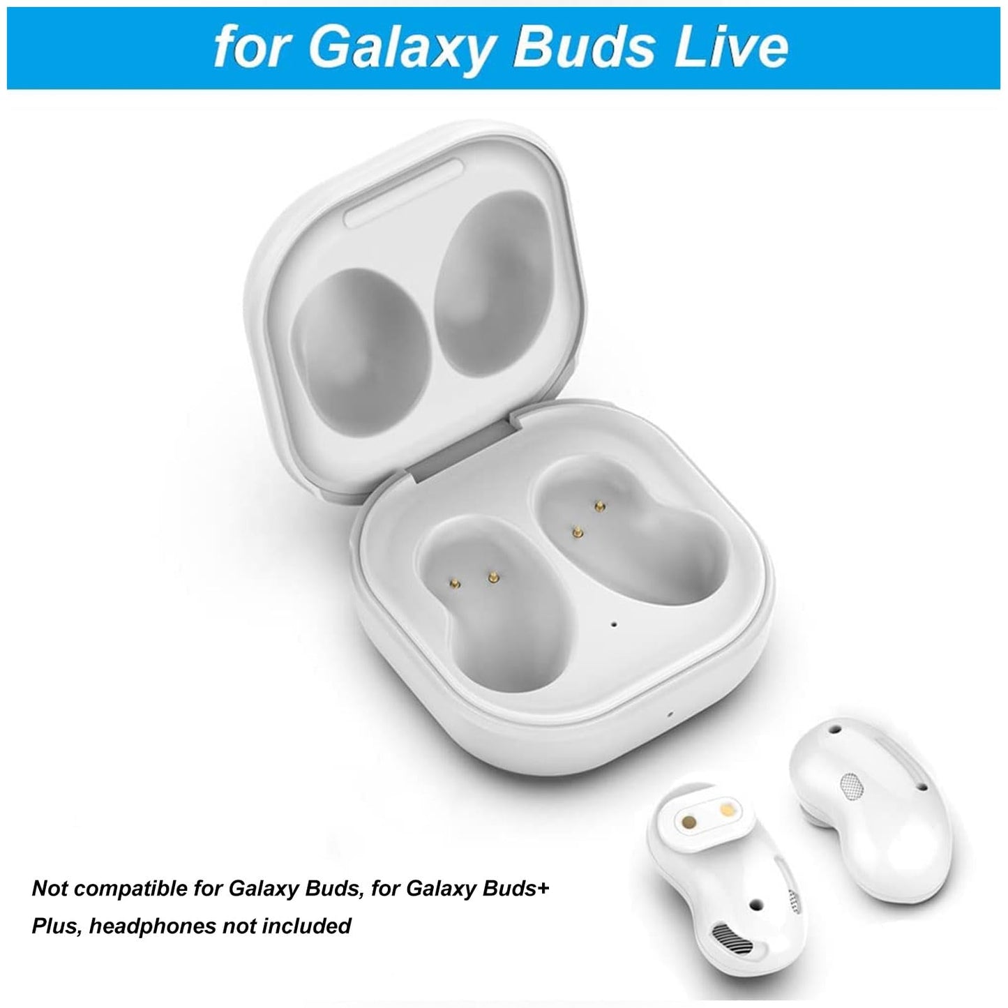 Wired Charging Case for Buds Live R180, Replacement Charger Dock Station Compatible with Buds Live R180 Bluetooth Earbuds, 600mAh Battery, NO Earbuds, White