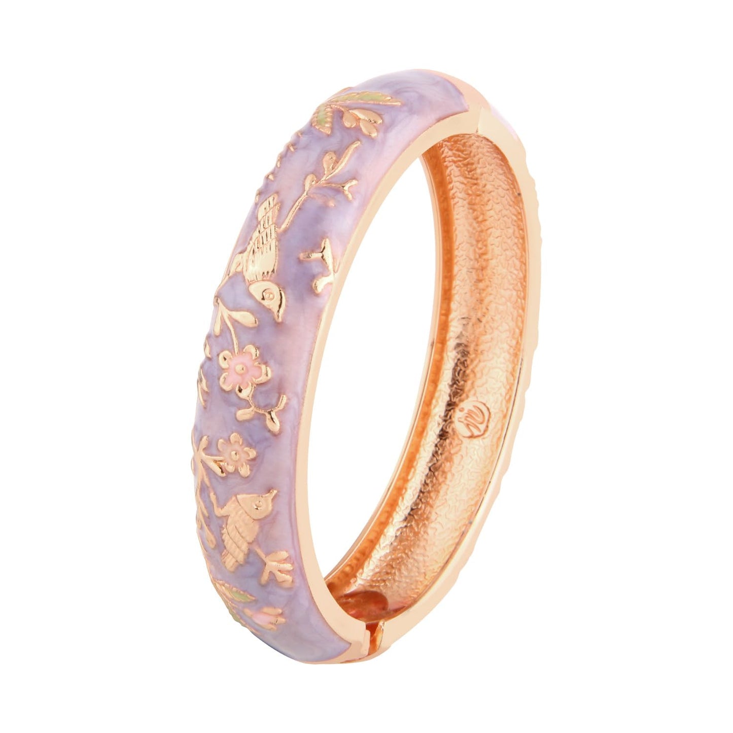 UJOY Colors Handcraft Jewelry Cloisonne Bracelet Enamel Bird Spring Hinged Womens Bangles Gifts Box 55C49 Purple