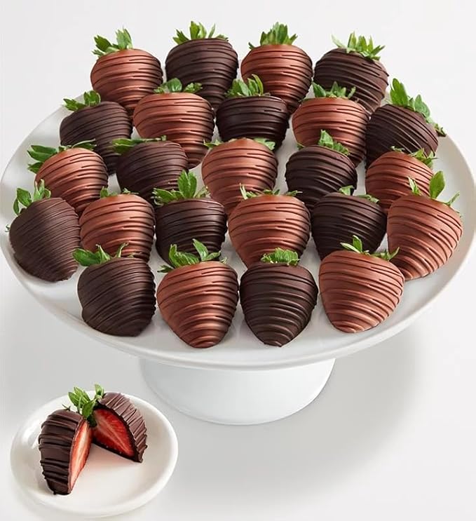 Shari’s Berries Artisan Belgian Mixed Milk & Dark Chocolate Strawberries | Gourmet Gift Delivery (Half Dozen, 6 Berries)