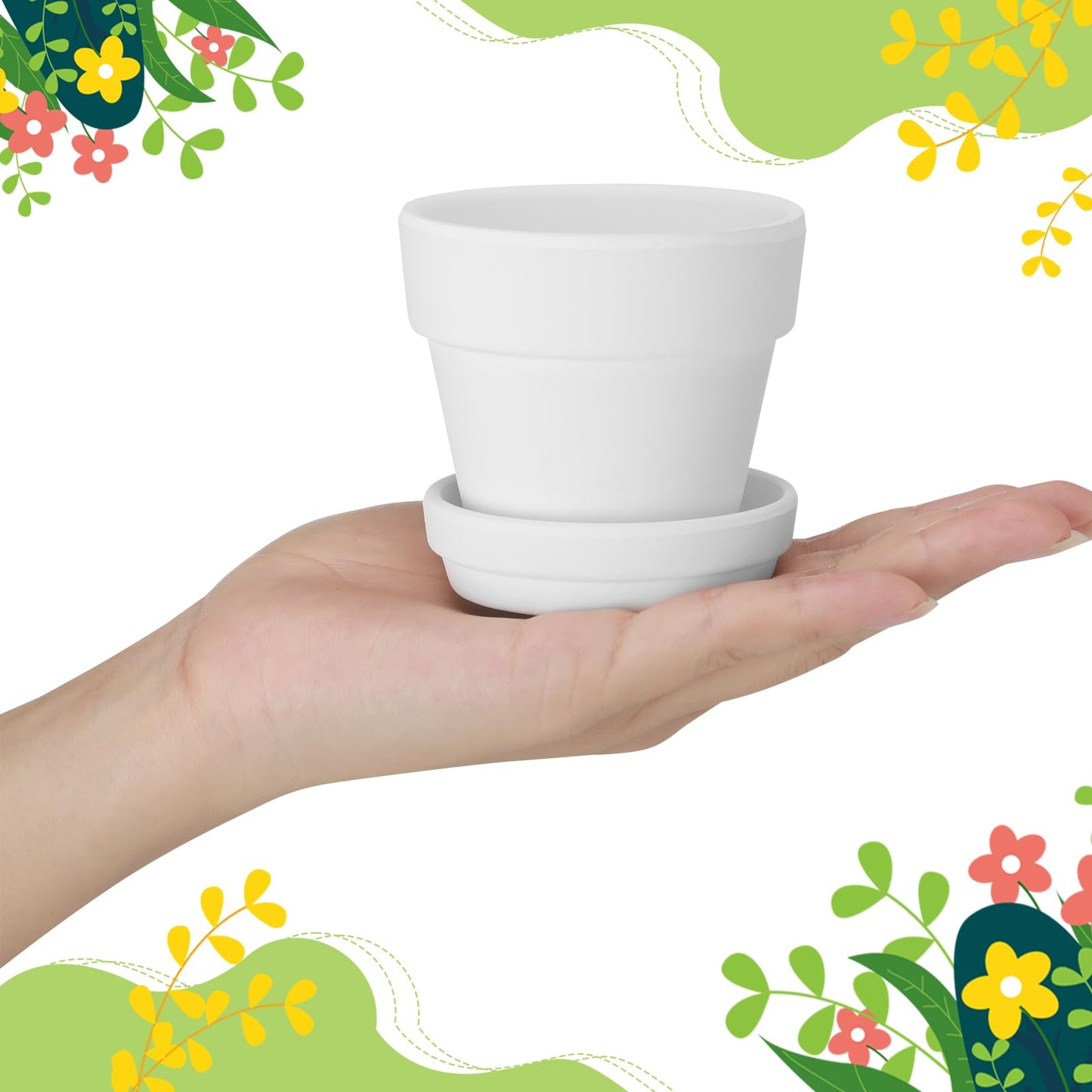 Lallisa 36 Pieces 3 Inch Mini Terracotta Pots with Saucers and Drainage Hole White Paintable Pottery Small Clay Pots for Crafts Mini Planters for Succulents Cactus Flowers Garden Crafts Wedding Decor