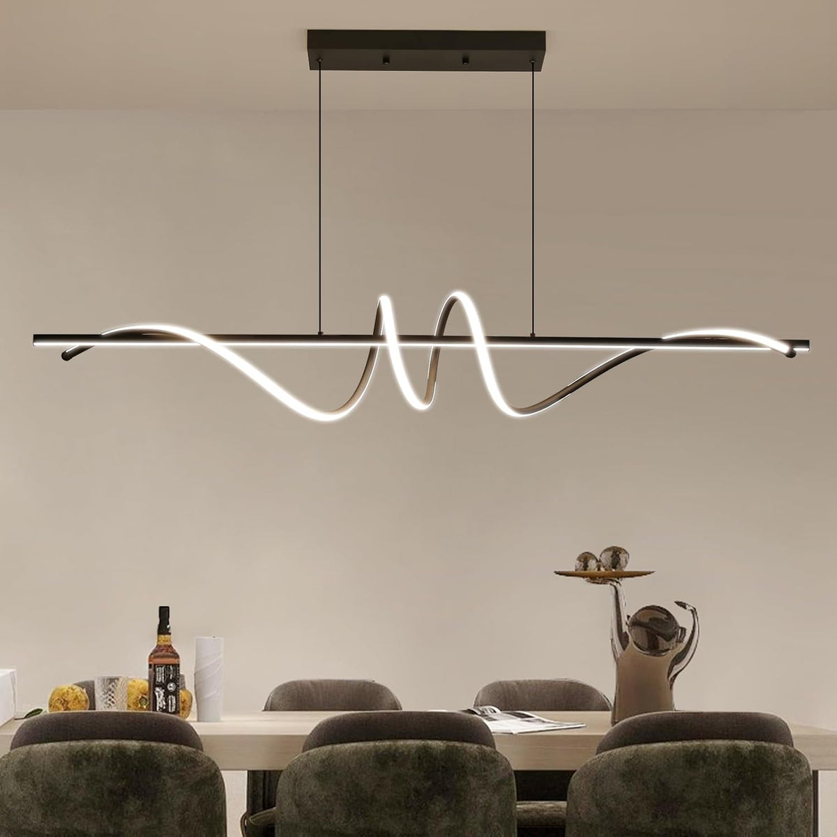 Modern Chandelier, Dimmable LED Pendant Light, Ring Chandelier for Living Room, Dining Room, Kitchen, Bedroom