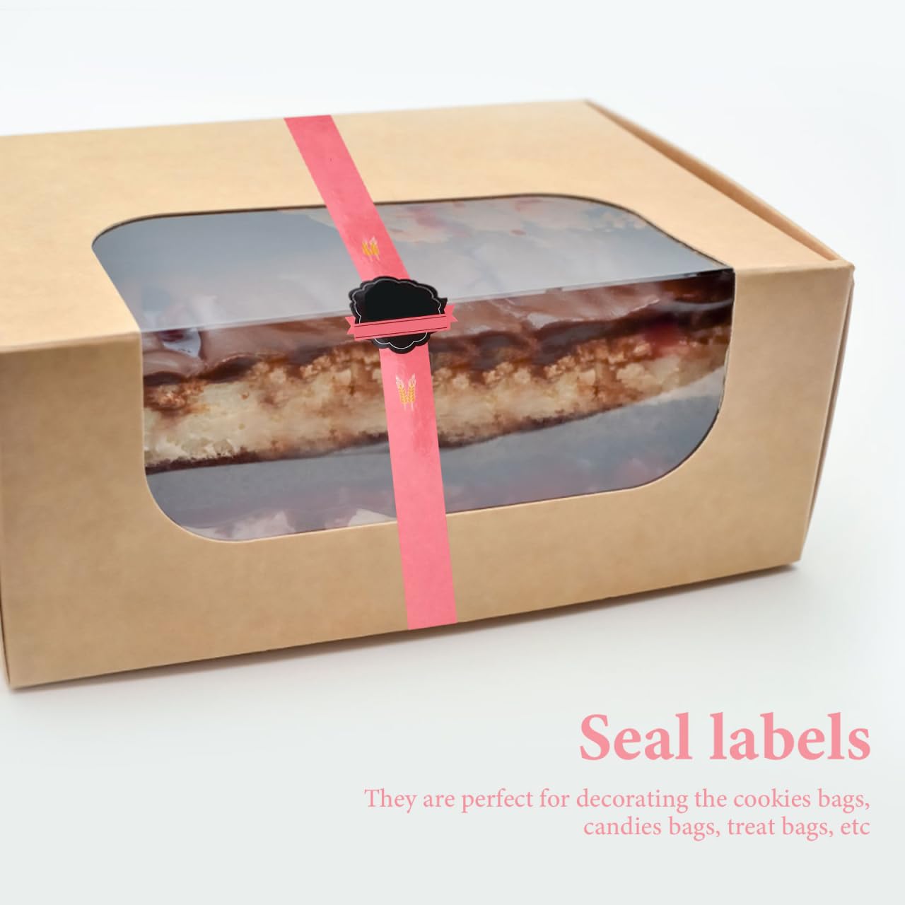 Self Adhesive Paper Sealing Stickers - 100pcs Seal Labels for Packaging - Pastry Seal Strip for Handmade Craft Art - Food Retail Package Sticker Baking Scrapbooking -