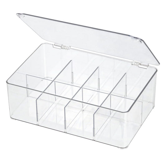 ZEXALOR Clear Tea Bag Organizer, Dresser Organizers Drawer Organzier Storage Container with Removable Dividers, Plastic Storage Bin with Lid, Organizer for Scarves Ties Bras