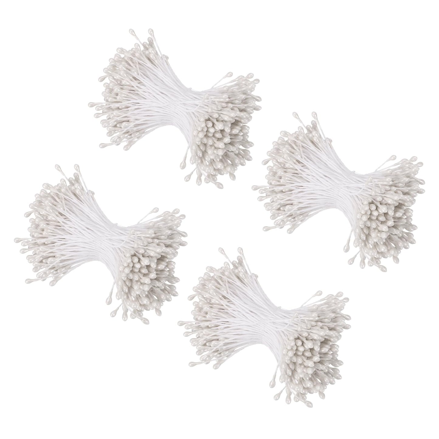 MECCANIXITY 3mm Double Head Flower Stamen 960 Pcs Bright Artificial Floral Stamens Pistil for Christmas Wedding Flowers Making Scrapbook Decoration DIY Crafts, White