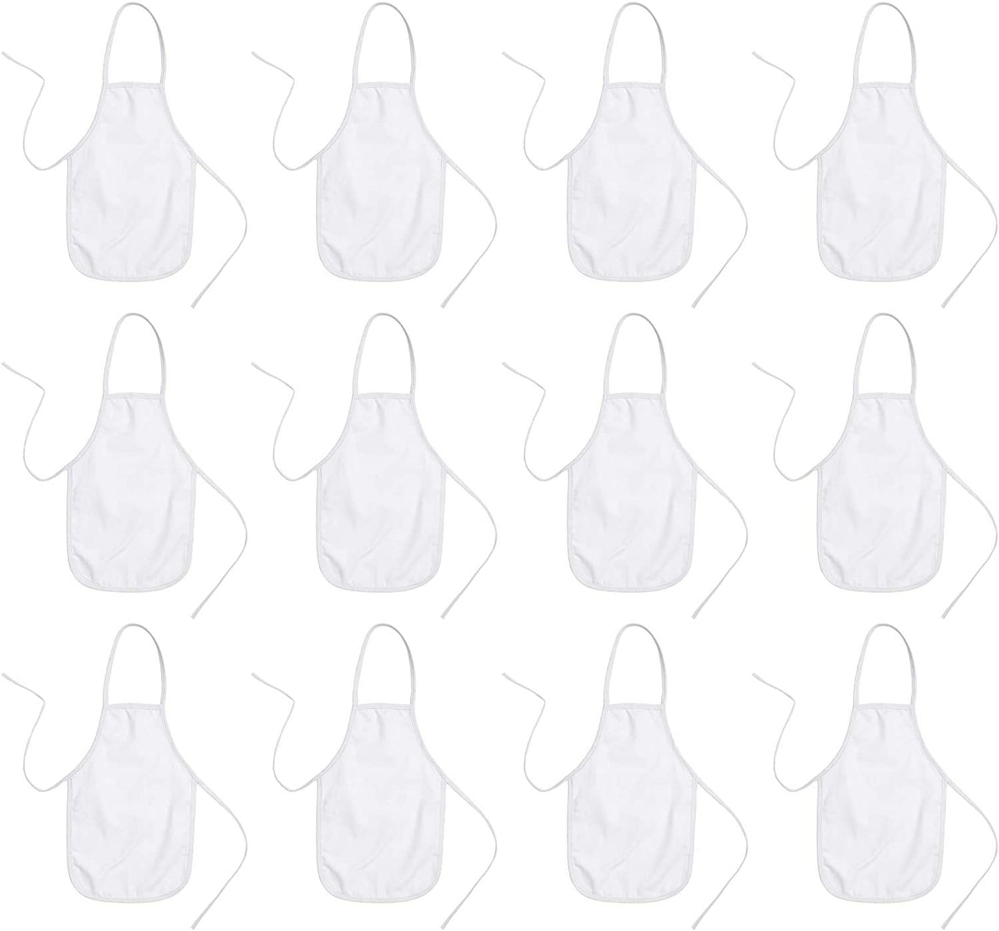 BUMBLE CRAFTS Kids Apron - Pack of 12 | Canvas - Natural Cotton | Bulk Toddler Craft Aprons for Ages 5 & Under | Small White (12.5” x 19”)