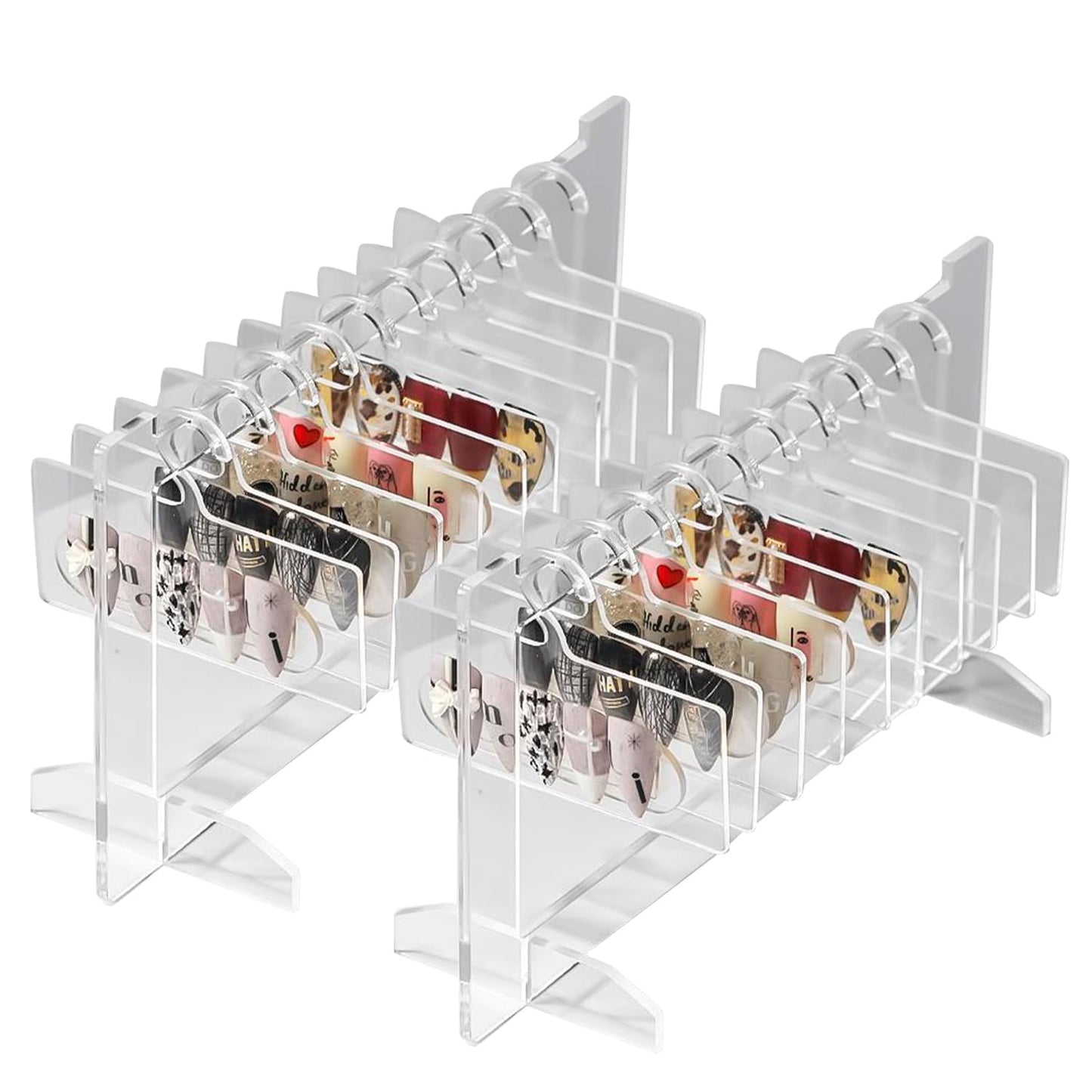 Hapivida Transparent Nail Art Display Board, 2Pcs Acrylic Hanging Nail Display Polish Board Nail Tips Sample Display Stand with 10pcs Hanger