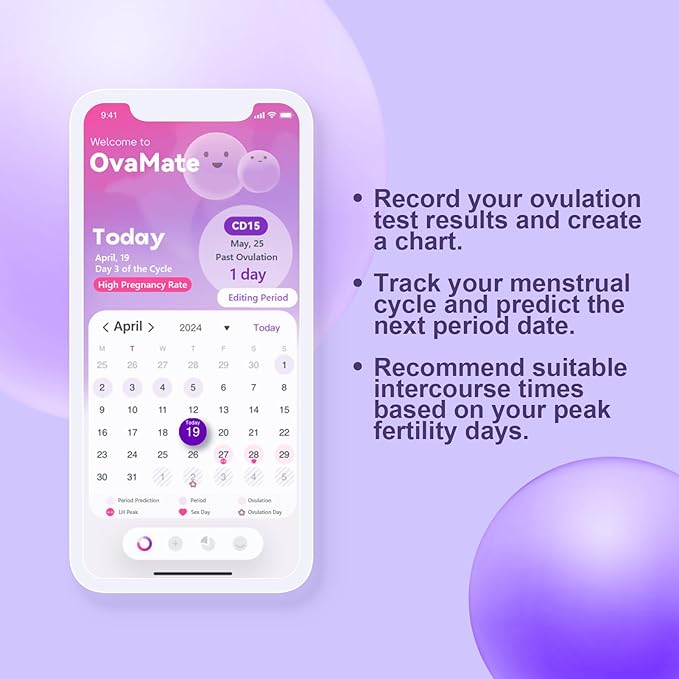 Ovulation Test Strips, Ovulation Predictor Kit,Women Fertility Tracking and Pregnancy Planning Kit with Free Ovulation Calculator iOS and Android APP-50 Tests