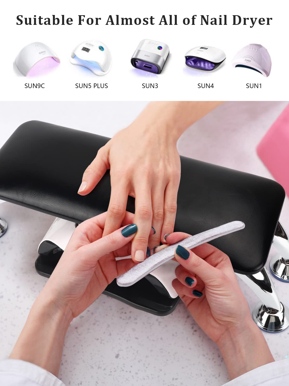 Big Arm Rest for Nails Cushion, Microfiber Leather Hand Rest for Nails Tech, Hand Rest Pillow for Nails Toenails, Detachable Nail Art Accessories Tool for Nails Tech (Black)