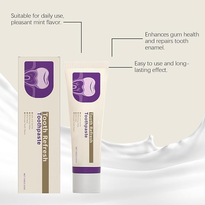 Natural Tooth Refresh Toothpaste,Hydroxyapatite Toothpaste, Enamel Protection and Tooth Strengthening, for Fluoride-Free Formula for Sensitive Teeth (2pcs)