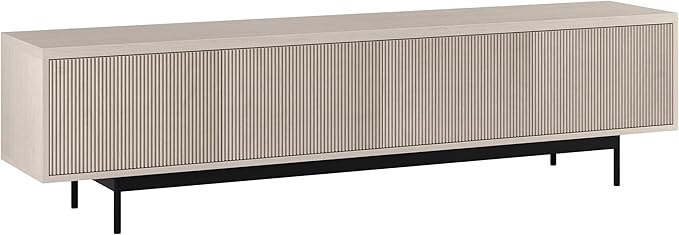 Henn&Hart Rectangular TV Stand for TV's up to 85" in Beech White, for Home, Living Room, Bedroom, Entertainment Room, Office