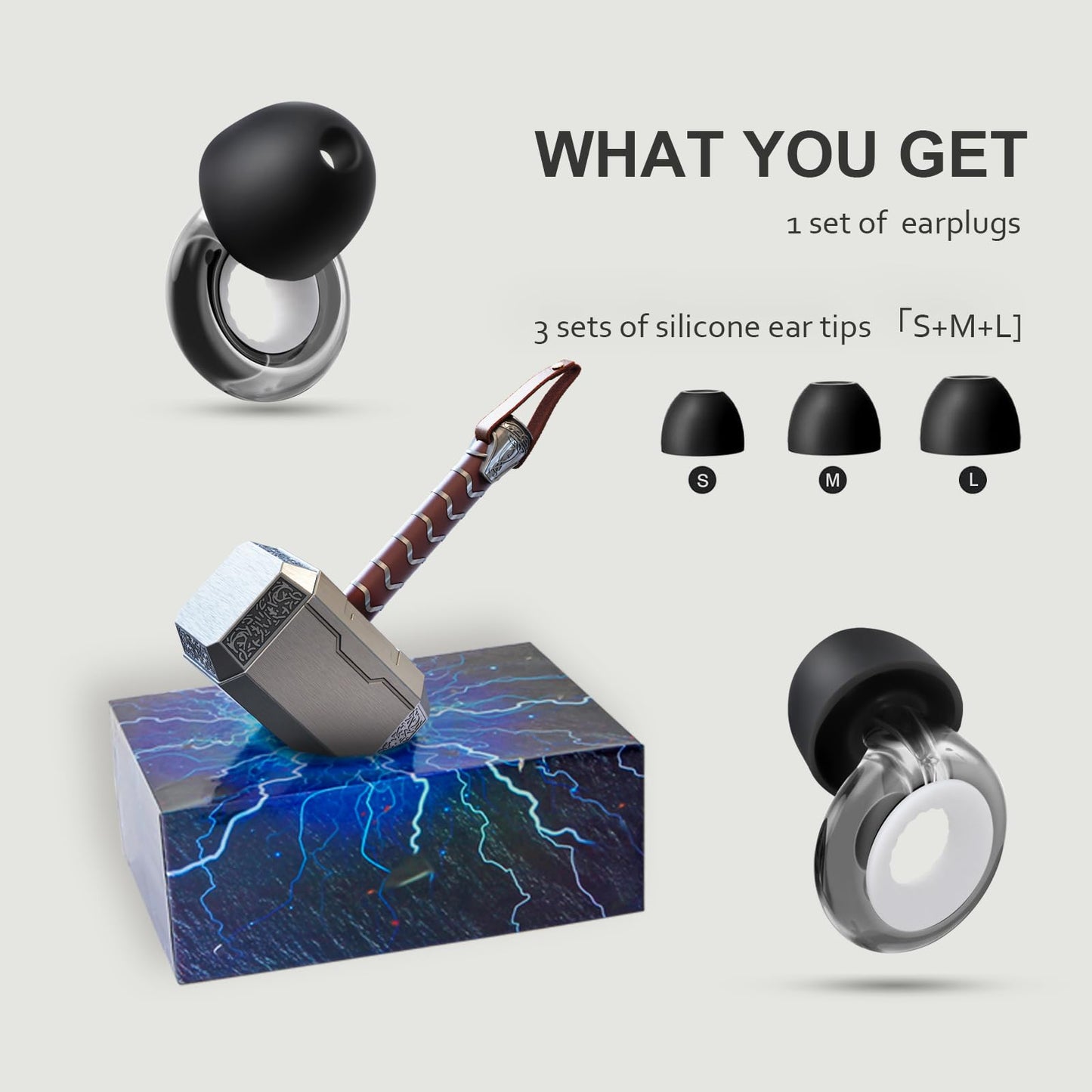 Kumiaor Thor Hammer Case Ear Plugs - Noise Cancelling for Concerts, Sleeping, Reusable Hearing Protection Gifts for Men