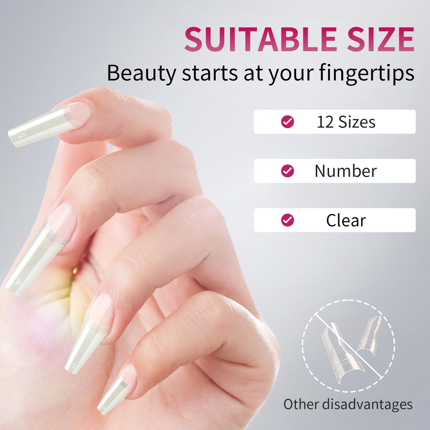 krofaue 504PCS French Nail Tips & 600PCS Half Cover Coffin False Nails