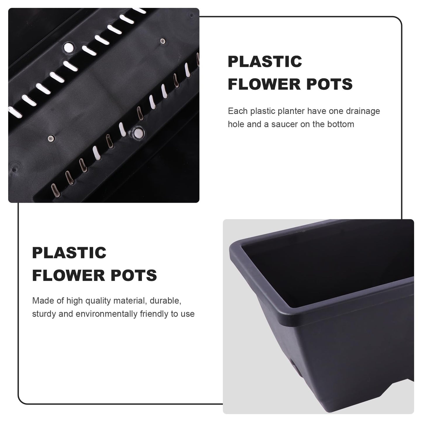 ERINGOGO Rectangular Garden Planter 19.68 Inch Plastic Plant Pot with Drainage Hole and Saucer for Indoor Outdoor Use Balcony Patio Herb Vegetable Container