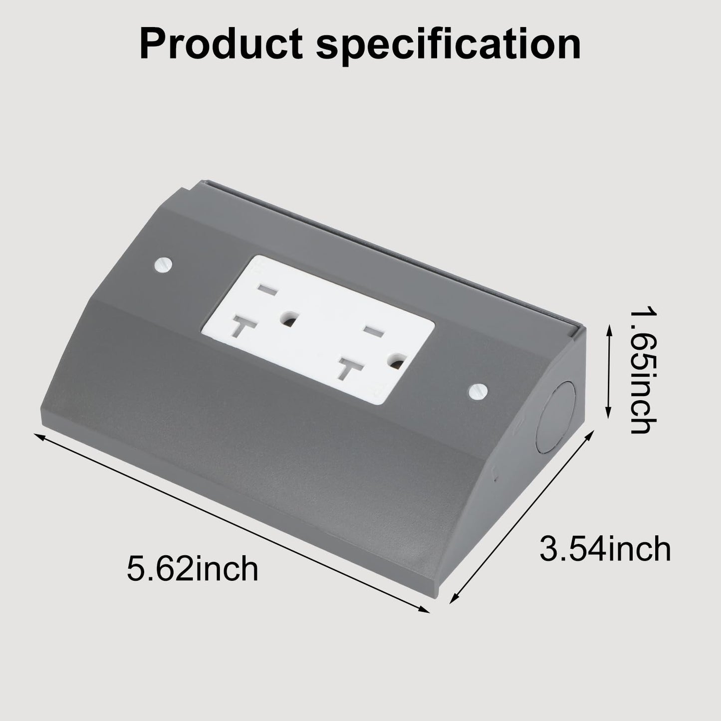 Under Cabinet Hidden Outlet Box – Slim Stainless Steel Design with Powder-Coated Finish, Easy to Install Electrical Solution for Kitchen, Garage, or Workspace