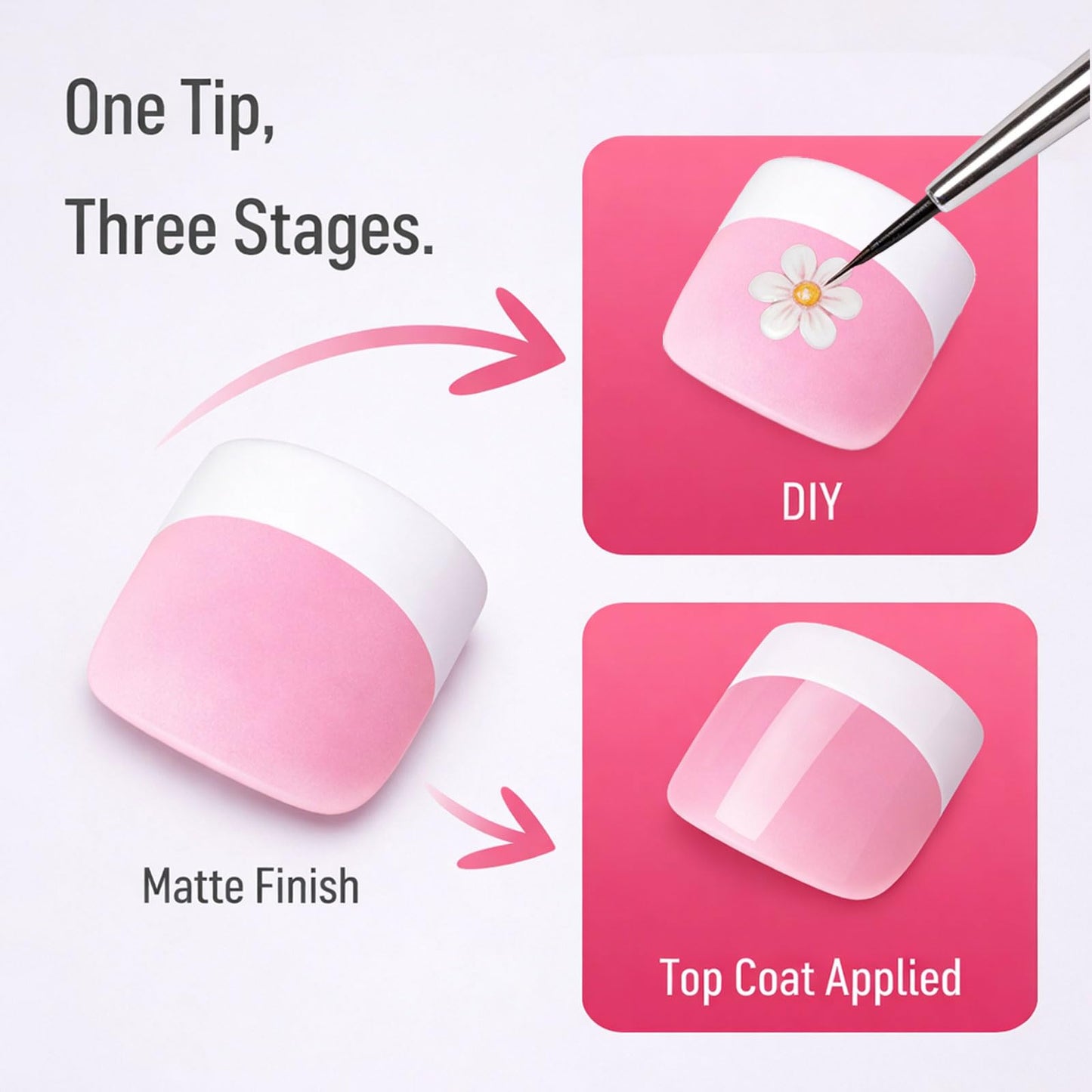 YeeLam Press On Toenails French Tip – 240Pcs Sharp Square Soft Gel Toe Nail Press Ons, Matte Berry Pink Fake Toenails, 15 Sizes Toe Nail Tips for DIY Pedicure