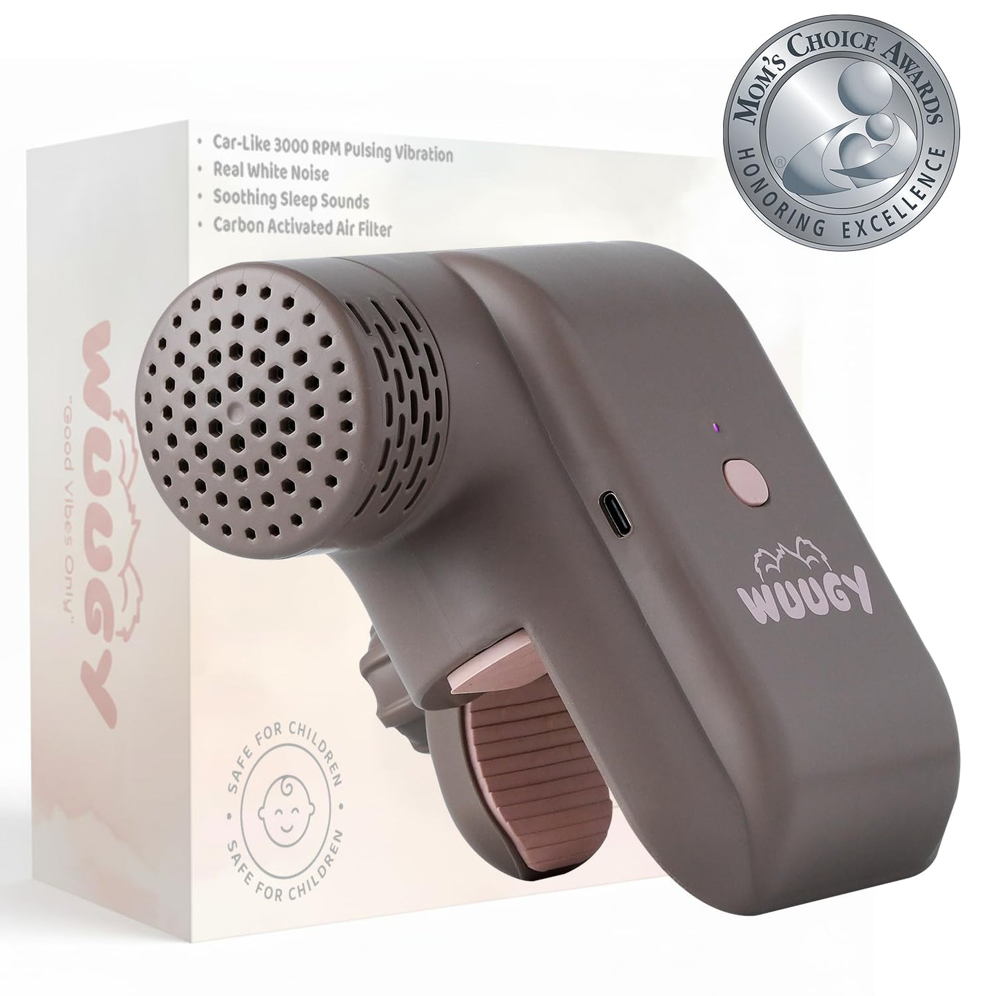 Wuugy Melody - 2025 Mom's Choice Award Winner | Portable Smart Baby Sleep Assistant - Rhythmic Vibration, White Noise, Sleep Sounds & Air Filter | Colic Relief | Compatible with All Cribs & Strollers
