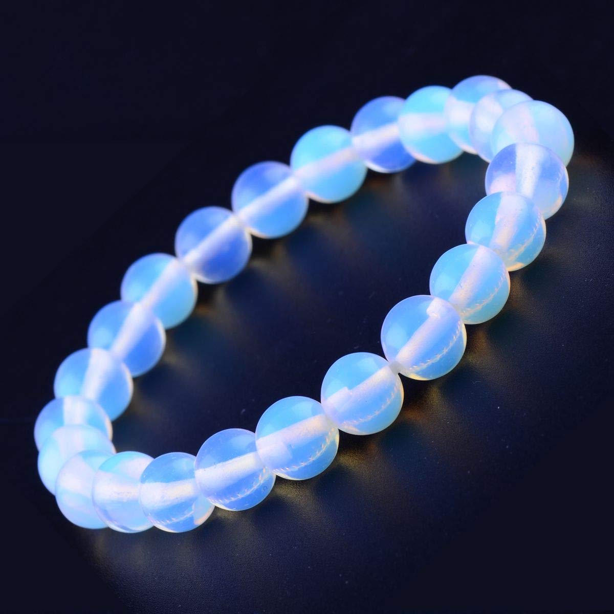 Stone Beads 100pcs 8mm Opal Round Stone Beading Loose Gemstone Hole Size 1mm DIY Smooth Beads for Bracelet Necklace Earrings Jewelry Making (Opal, 8mm)