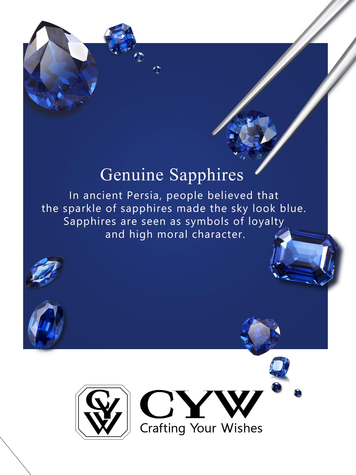 CYW Blue Sapphire Small Round Necklace for Women 925 Silver Solitaire Pendant Necklace
